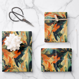Fall Abstract Oil Paint  Wrapping Paper Sheet
