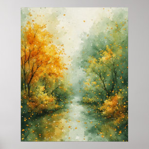 Fall Abstract Watercolor Art Poster