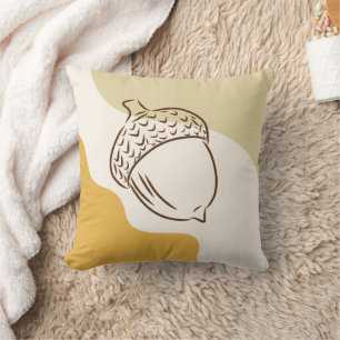Fall Acorn Abstract Shape Autumn Thanksgiving Gift Cushion