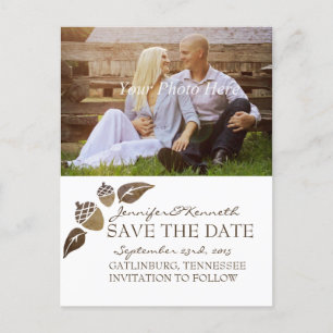 Fall Acorns and Leaves Wedding Announcement Postcard