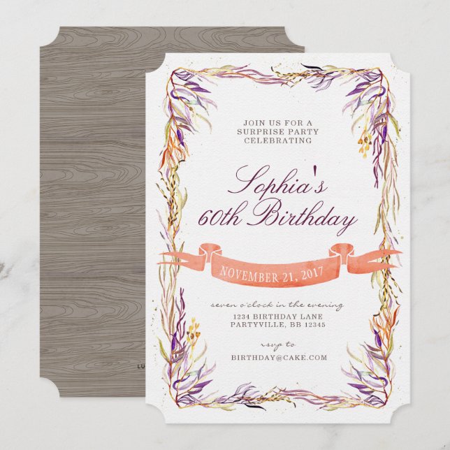 Fall Adult Surprise Birthday Invitation (Any age) (Front/Back)