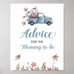 Fall Advice for the Mummy Baby Shower Sign Blue