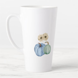 Fall aesthetic pumpkins and flowers latte mug