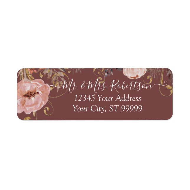 Fall Airy Floral BOHO Earth Tone Rose Watercolor (Front)