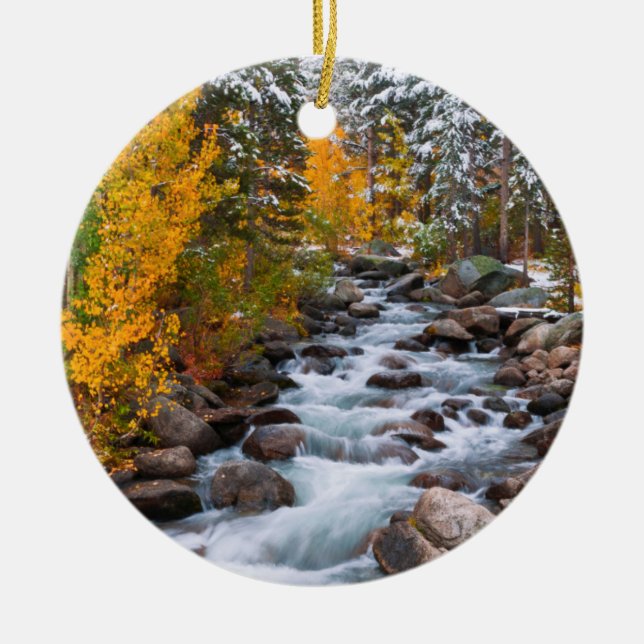 Fall along Bishop creek, California Ceramic Tree Decoration (Front)