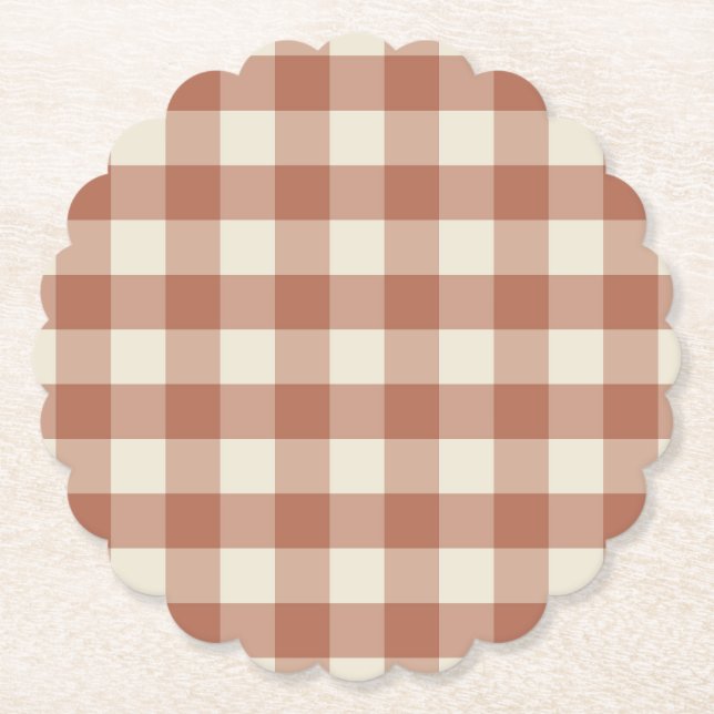 Fall Amaro on Panna Cotta Gingham - plaid pattern. Paper Coaster (Front)