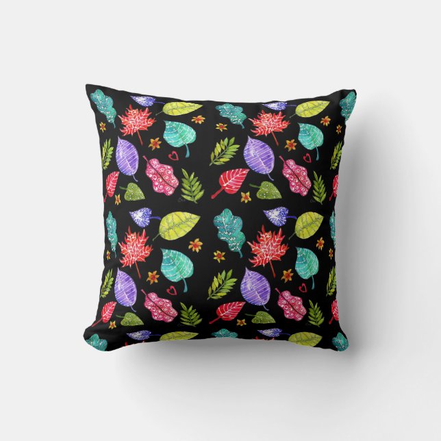 Fall and Autumn Colourful Leaf Foliage Throw Pillo Cushion (Front)