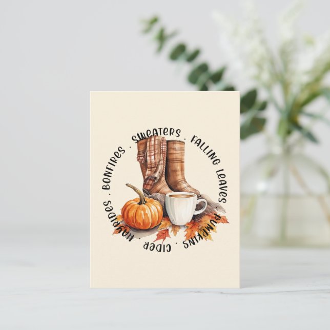 Fall and Autumn Vibes Postcard (Standing Front)