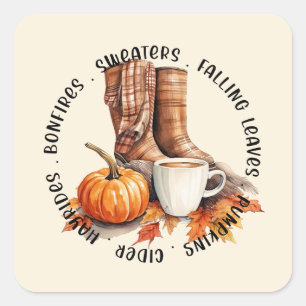 Fall and Autumn Vibes Square Sticker
