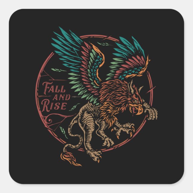 Fall and Rise Colourful Eagle Square Sticker (Front)