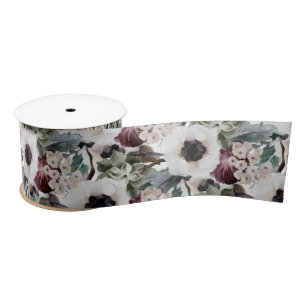 Fall and Winter Floral Ribbon  Satin Ribbon