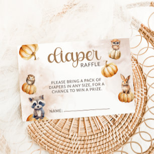 Fall Animals Cute Rustic Baby Shower Diaper Raffle Enclosure Card