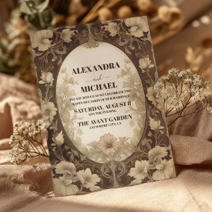 Fall Antique Wedding Art Nouveau Invitation
