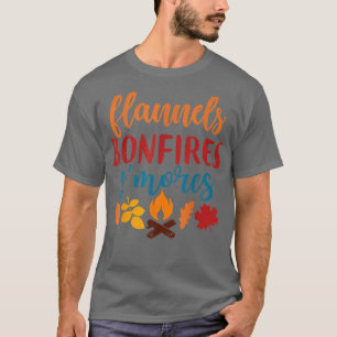 Fall Apparel, Flannels Bonfires Smores, Autumn T-Shirt