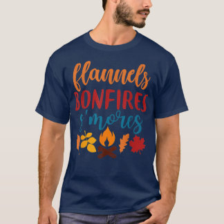 Fall Apparel, Flannels Bonfires S'mores, Autumn T-Shirt