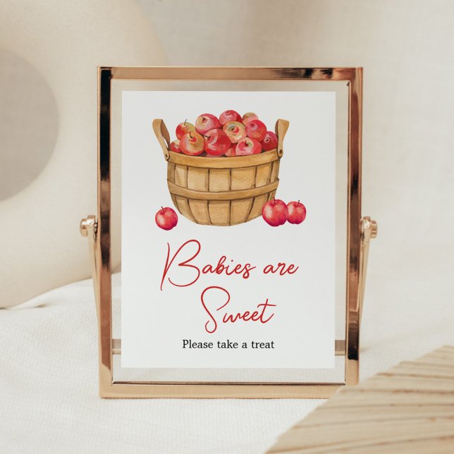 Fall Apple Basket Baby Shower Babies are Sweet Poster (Fall Apple Baby Shower Babies are Sweet Sign)