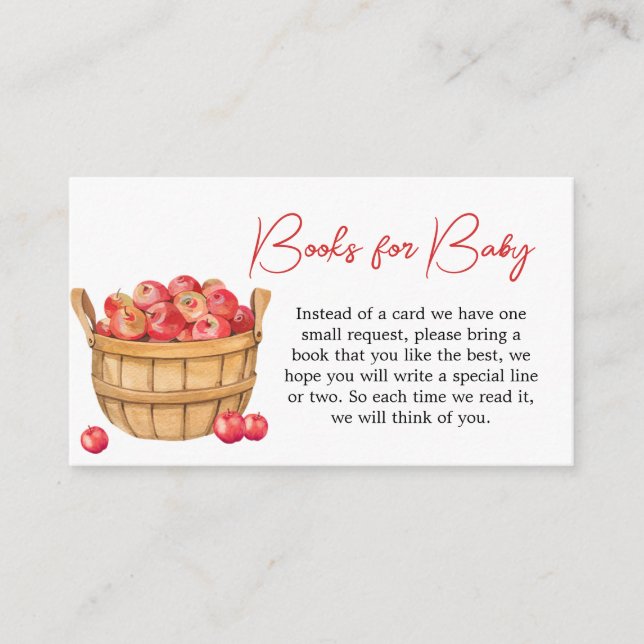 Fall Apple Basket Baby Shower Books for Baby Enclosure Card (Front)
