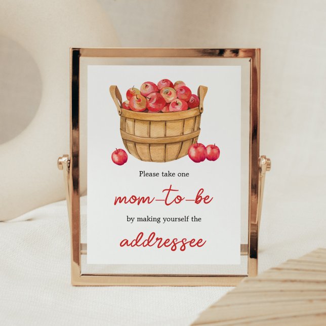 Fall Apple Basket Baby Shower Envelope Station Poster (Fall Apple Baby Shower Envelope Station Sign)