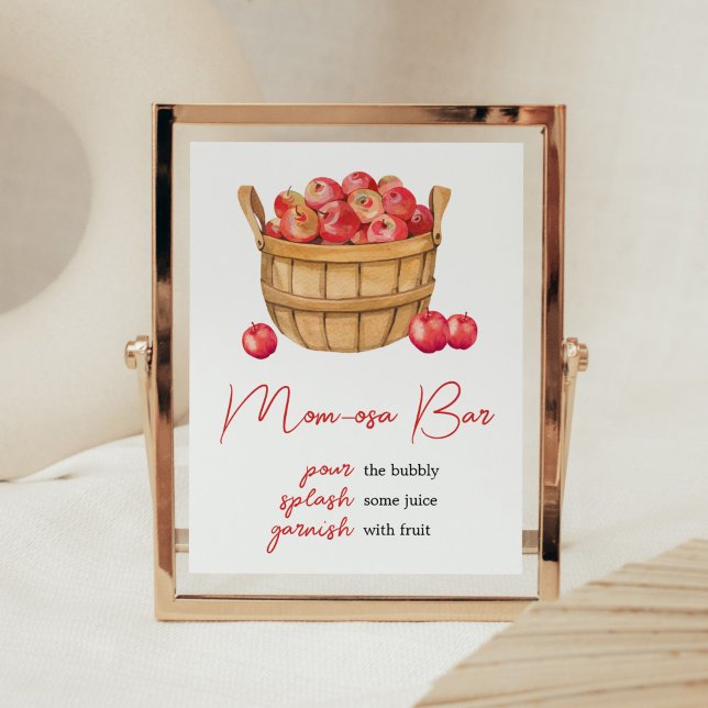Fall Apple Basket Baby Shower Mum Osa Bar Poster (Fall Apple Baby Shower Mom Osa Bar Sign)