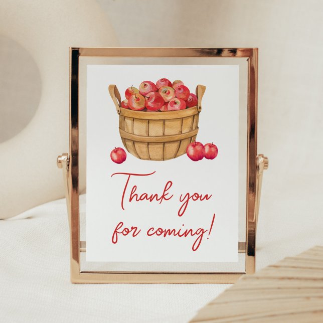 Fall Apple Basket Baby Shower Thank you for Coming Poster (Fall Apple Baby Shower Thank you for Coming Sign)