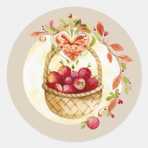 Fall Apple Basket Gift Floral Stickers Seals