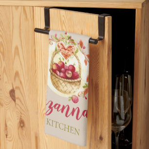 Fall Apple Basket Personalised Kitchen Towel