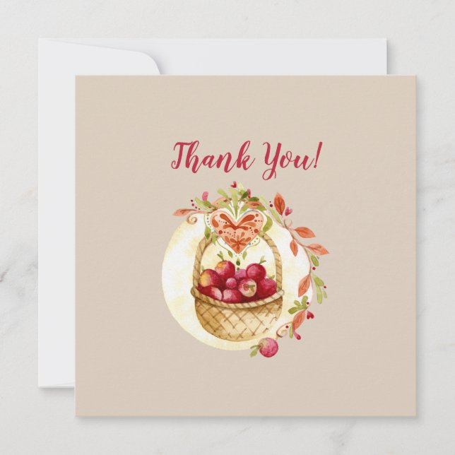 Fall Apple Basket Thank You Card (Front)