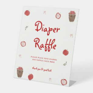 Fall Apple of Our Eye Baby Shower Diaper Raffle Pedestal Sign
