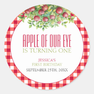 Fall Apple of Our Eye First Birthday Classic Round Sticker