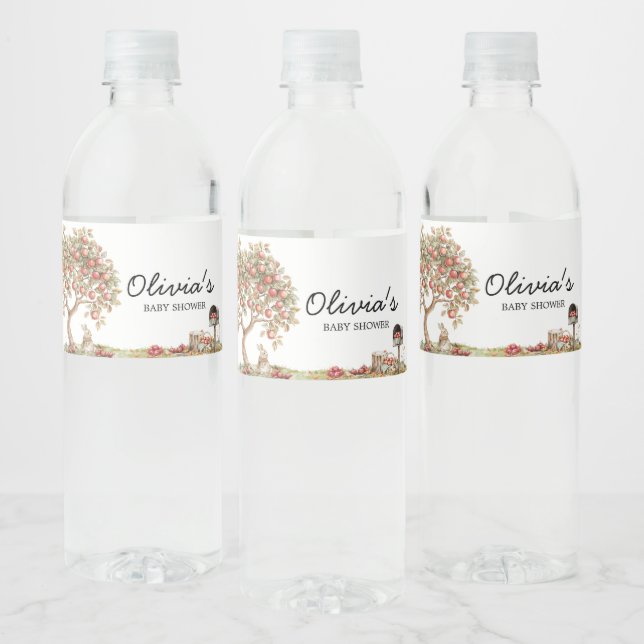 Fall Apple of our Eyes Baby Shower Water Bottle Label (Bottles)