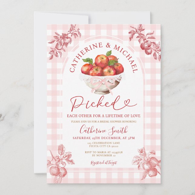 Fall Apple Orchard Bridal Shower Picked Each Other Invitation (Front)