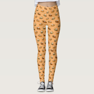 Fall Apple Pumpkin and Pecan Pie Pattern Leggings