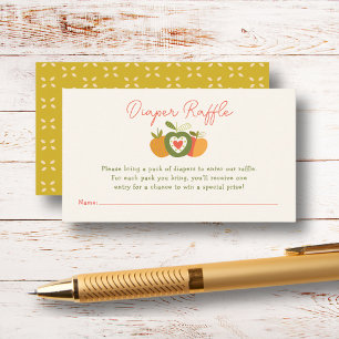 Fall Apple Theme Baby Shower Diaper Raffle Enclosure Card