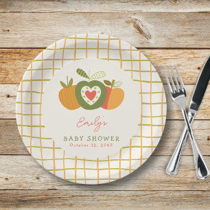 Fall Apple Theme Baby Shower Gender Neutral Paper Plate
