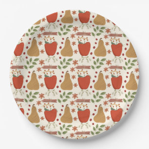 Fall Apples and Pears Rustic Paper Plate