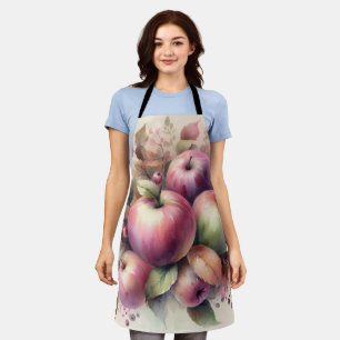 Fall apples in pastel colours watercolor painting apron
