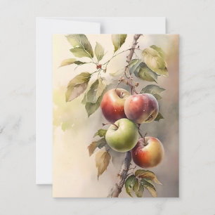 Fall Apples In Watercolors Holiday Card