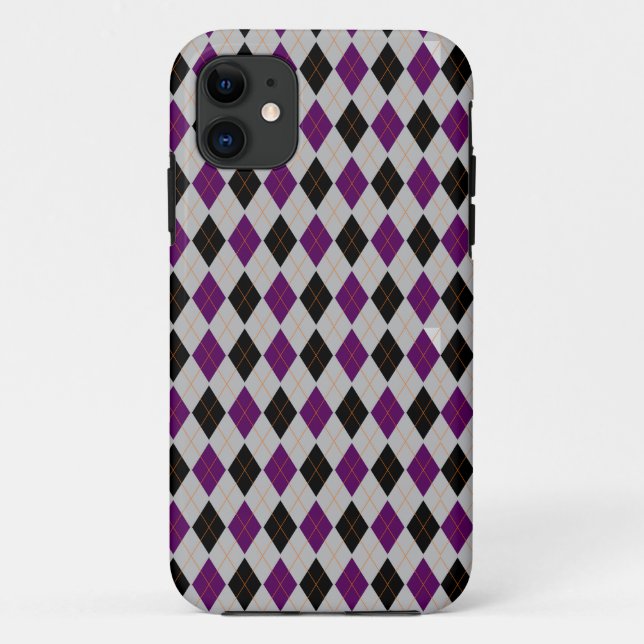 Fall Argyle Black Purple Pattern Case-Mate iPhone Case (Back)