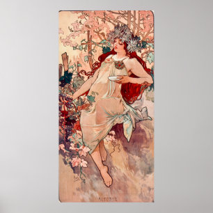 Fall Art Nouveau Painting by Alphonse Mucha Poster