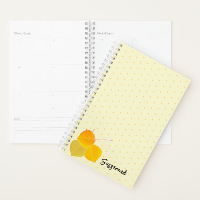 Fall Aspen Cluster on Orange Polka Dot Pattern Planner (Display)