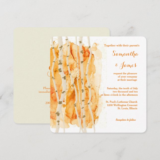 Fall Aspen Grove Custom Wedding Invitation (Front/Back)