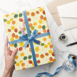 Fall Aspen Leaves Over Pastel Yellow All Occasion Wrapping Paper
