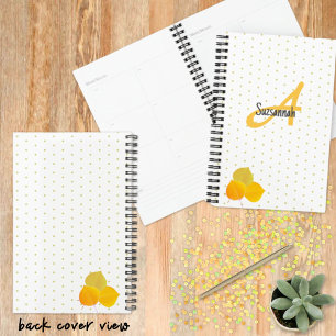 Fall Aspens Leaves & Monogram Polka Dot Pattern Planner