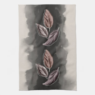 Fall Atumn Leaves Mid century Modern Tea Towel