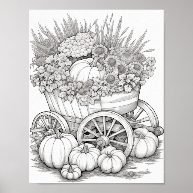 Fall/Autumn Adult Colouring Poster (Front)