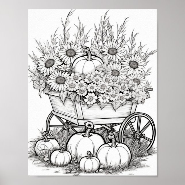 Fall/Autumn Adult Colouring Poster (Front)