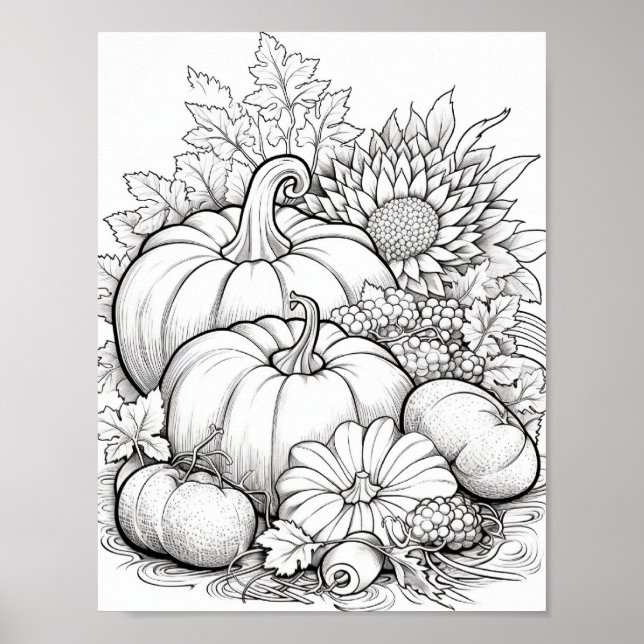 Fall/Autumn Adult Colouring Poster (Front)