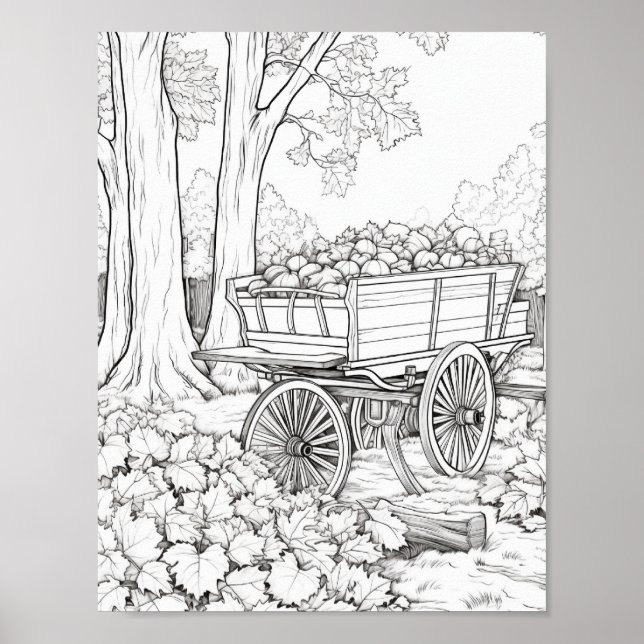 Fall/Autumn Adult Colouring Poster (Front)
