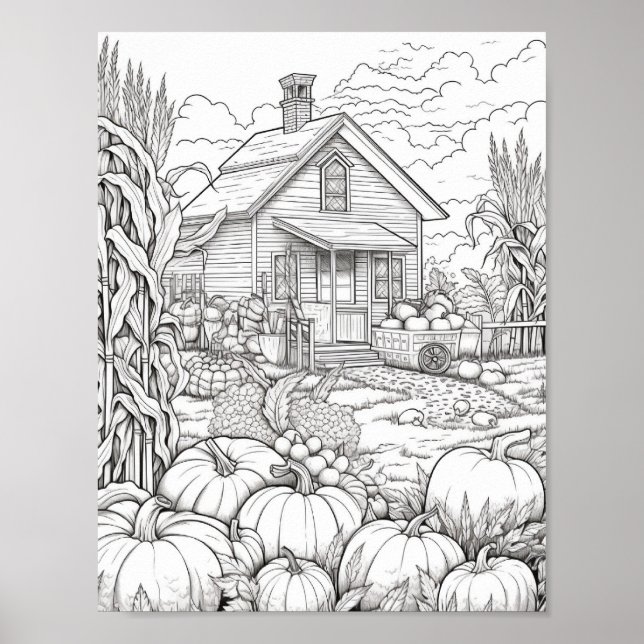 Fall/Autumn Adult Colouring Poster (Front)