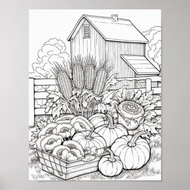 Fall/Autumn Adult Colouring Poster (Front)